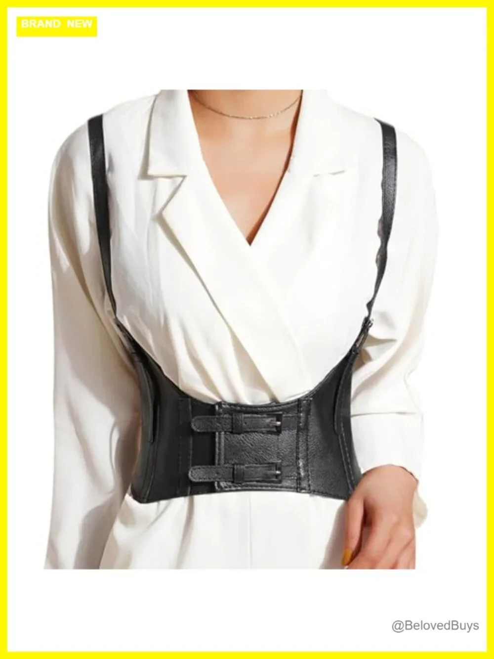 Women's Faux Leather Corset Belt Steampunk Underbust Waist Cincher